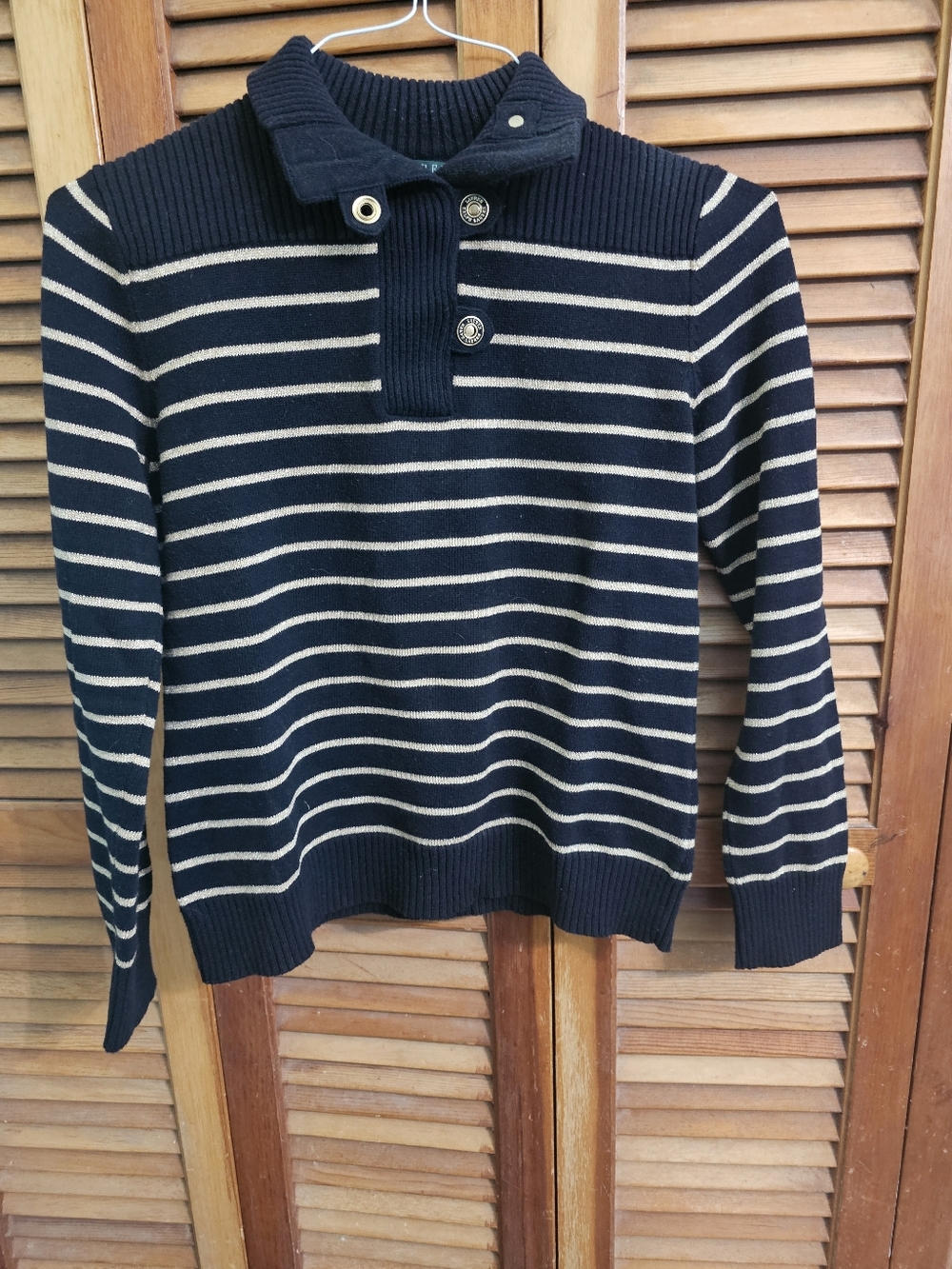 Lauren by Ralph Lauren Gold Striped Mock Neck Sweater SIze Medium